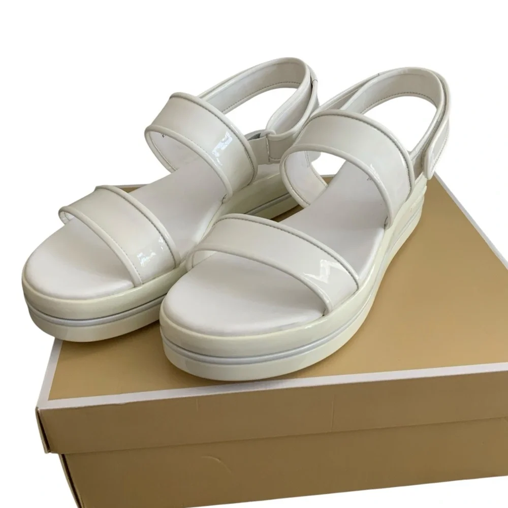 Michael Kors Women’s Platform Patent Leather Sandals White Size 10